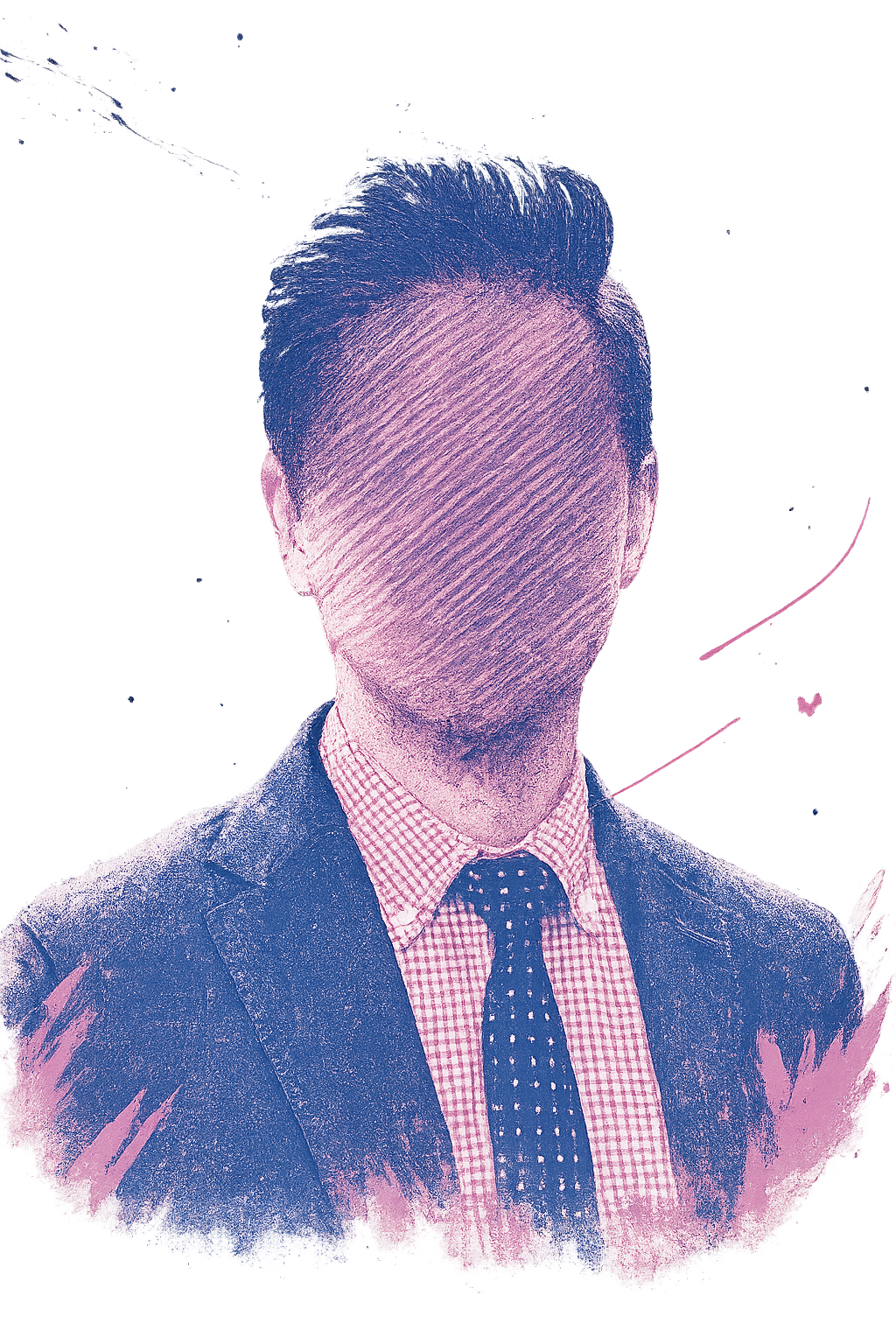 Illustrated duotone portrait of Nicholas Chong-Gonzalez